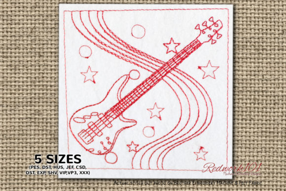 Bass Guitar Redwork: A Versatile Design for Merch