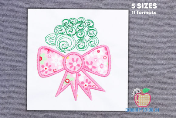 Bow with Tree Applique: A Charming Embroidery Design