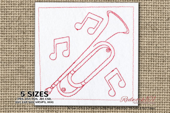 Bugle Trumpet Bluework: A Melodic Embroidery Design