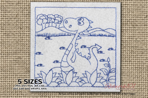 Charming Baby Dragon Enjoying Nature Embroidery