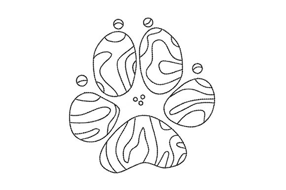 Charming Dog Paw with Lines Embroidery