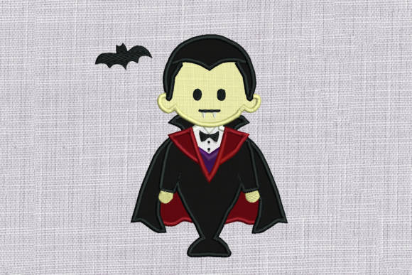 Cute and Charming Vampire with Bat Applique