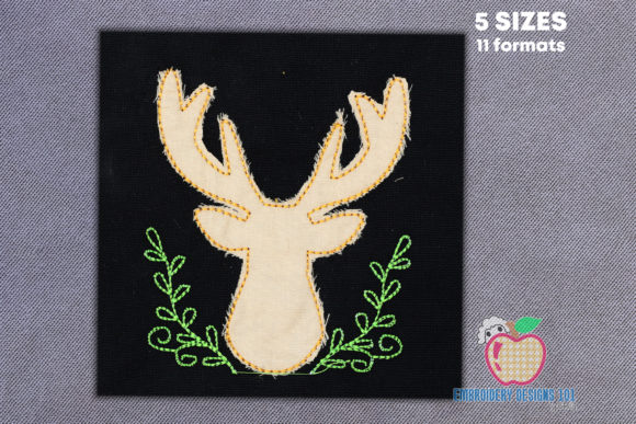 Deer Head Stitch Applique: A Festive Embroidery Gem