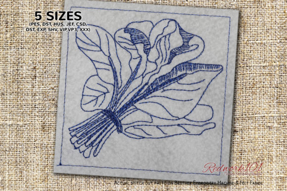 Fresh Spanish Leaf Redwork: A Versatile Embroidery Design