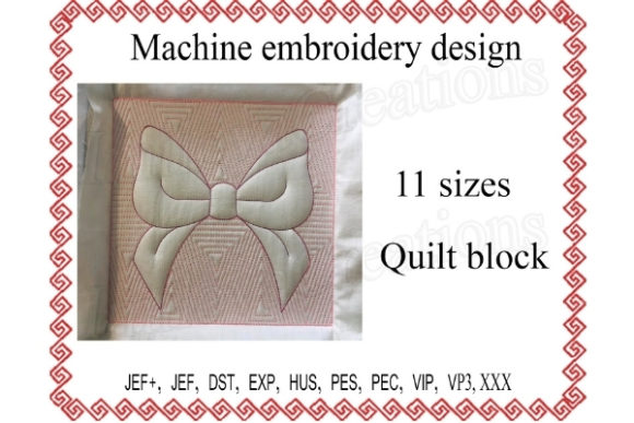 Quilt Block Ribbon: A Premium Embroidery Design