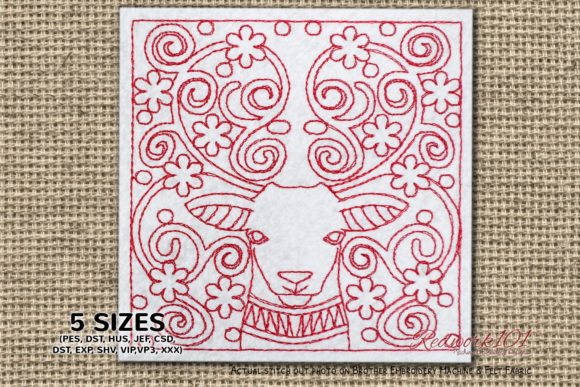 Stylish Deer Face with Abstract Antler Embroidery
